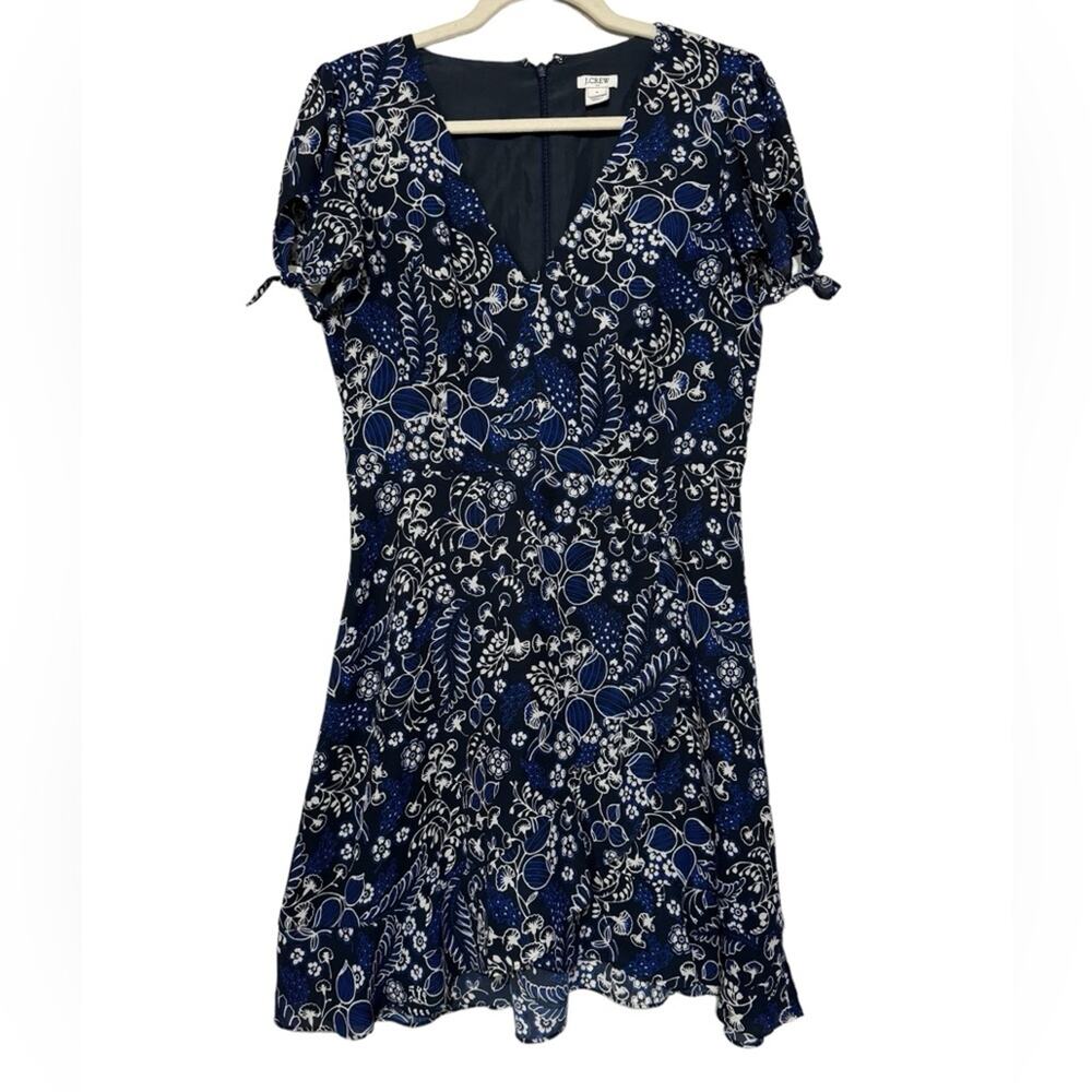J Crew‎ Blue Floral Knee Length Fit Flare Dress Womens Size 6